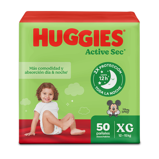 Pañales Huggies Active Sec Etapa 4/XG 50 uds